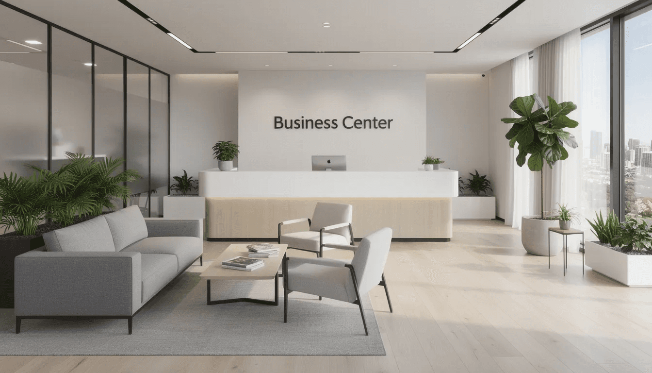 Ein moderner Empfangsbereich eines Business Centers